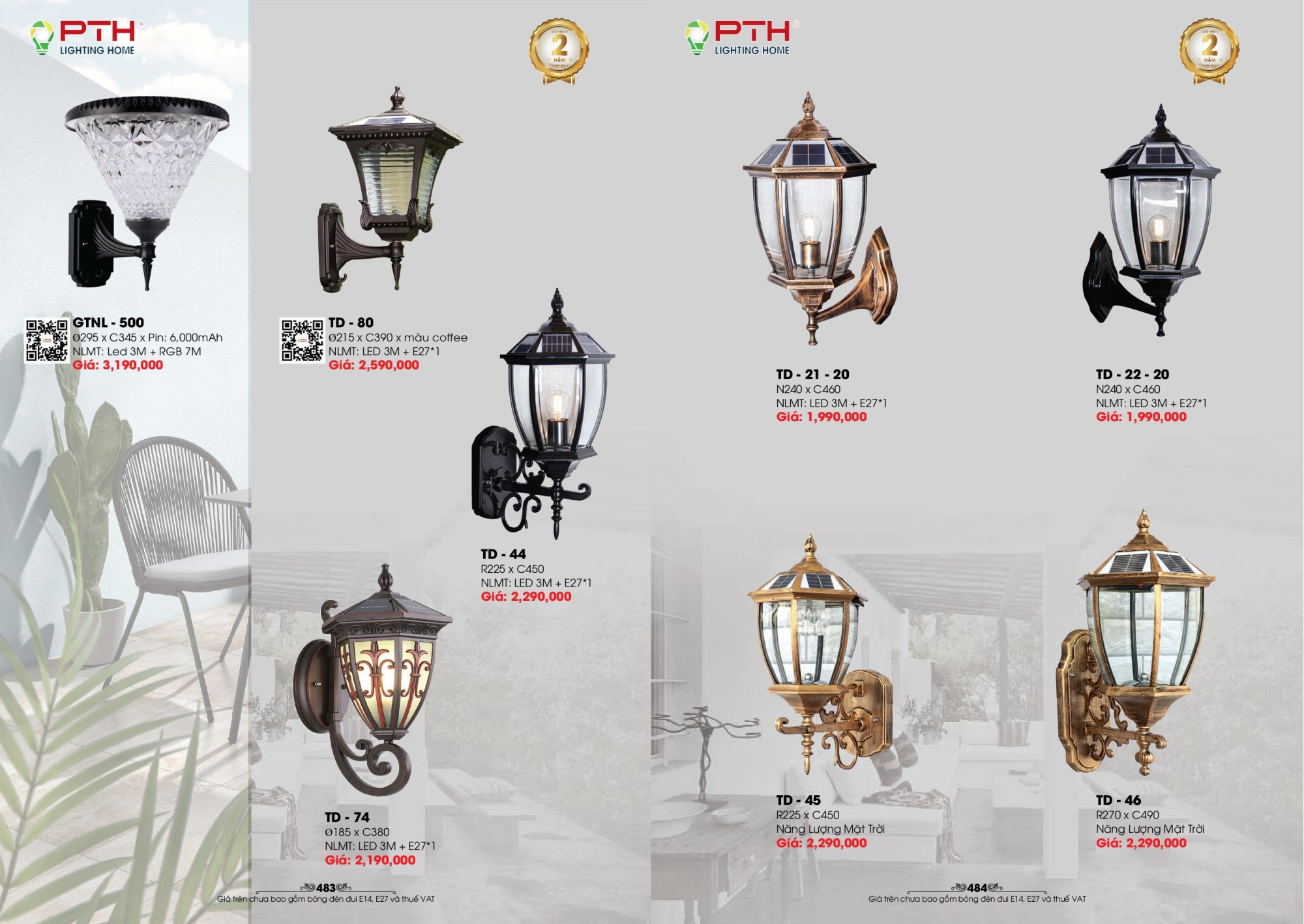 Bảng giá đèn trang trí PTH Lighting Home 2026